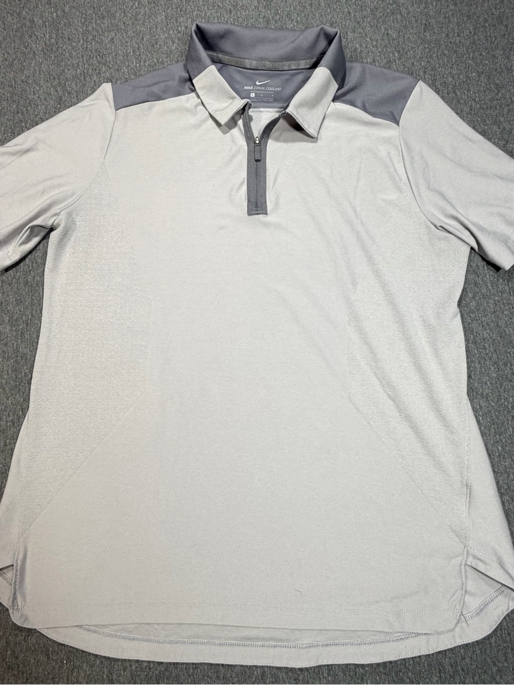 Nike Zonal Cooling Golf Polo Womens large Gray 929505-027 Standard Fit Zip